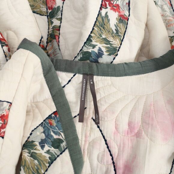 By Anthropologie Quilted Robe Jacket Top Floral Printed Long Sleeve S/M 285787 - Picture 8 of 9